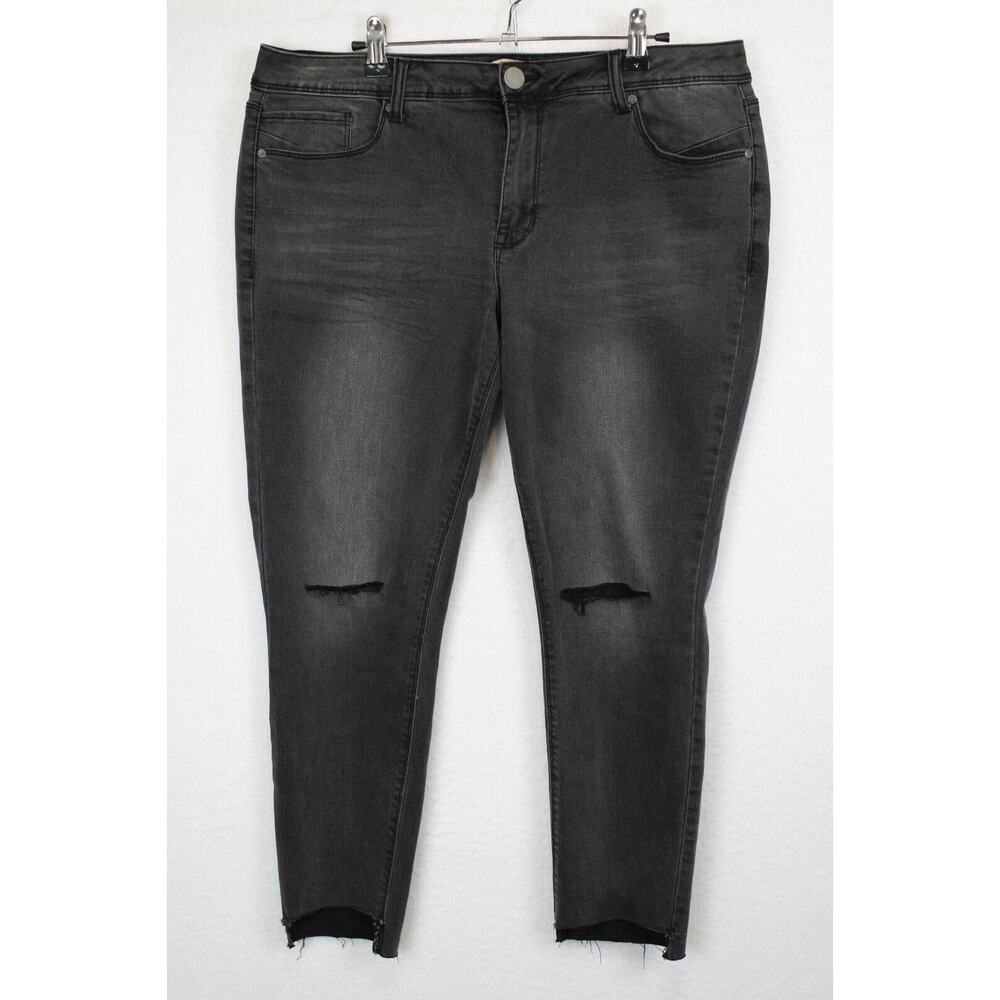Gibson Latimer Crop‎ Ripped Frayed Hem Jeans Women 10 Mid Rise Dark Gray Stretch